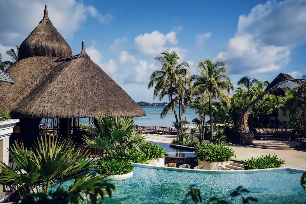 Resort under lovely blue sky