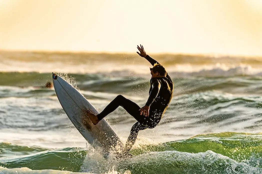 Person surfing on Vancouver Island Ocean